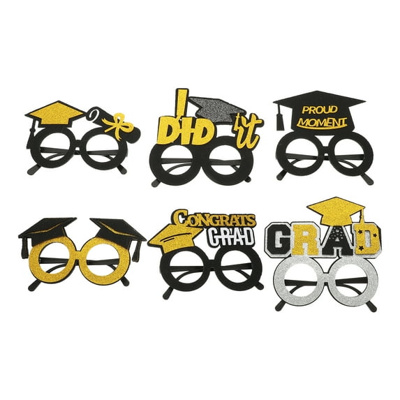 6Pcs Graduation Season Cap-shaped Glasses Graduation Eyeglasses Lovely Photo Props