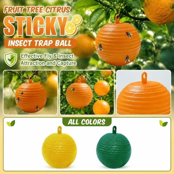 6Pcs Green Sticky Traps Ball for Plant Gnats, Plant Sticky Traps Indoor Outdoor, Bug Sticky Traps for Flying Plant Insects