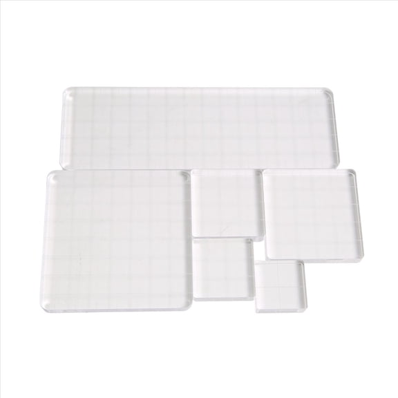 6Pcs Grid Line Clear Acrylic Stamp Blocks, Scrapbooking DIY Craft Stamping Tool Supplies