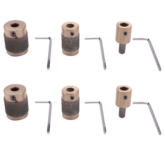 6Pcs Grinder Head 1 Inch 3/4 Inch 1/4 Inch Brass Core Standard Grit Stained Glass Grinder Bit Head for Glass Stone