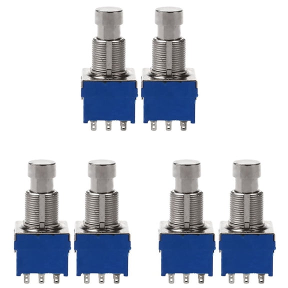 6Pcs Guitar Effect Switches 9-Pin Guitar Effects Pedal Box Stomp Foot Metal Switch Bypass Blue