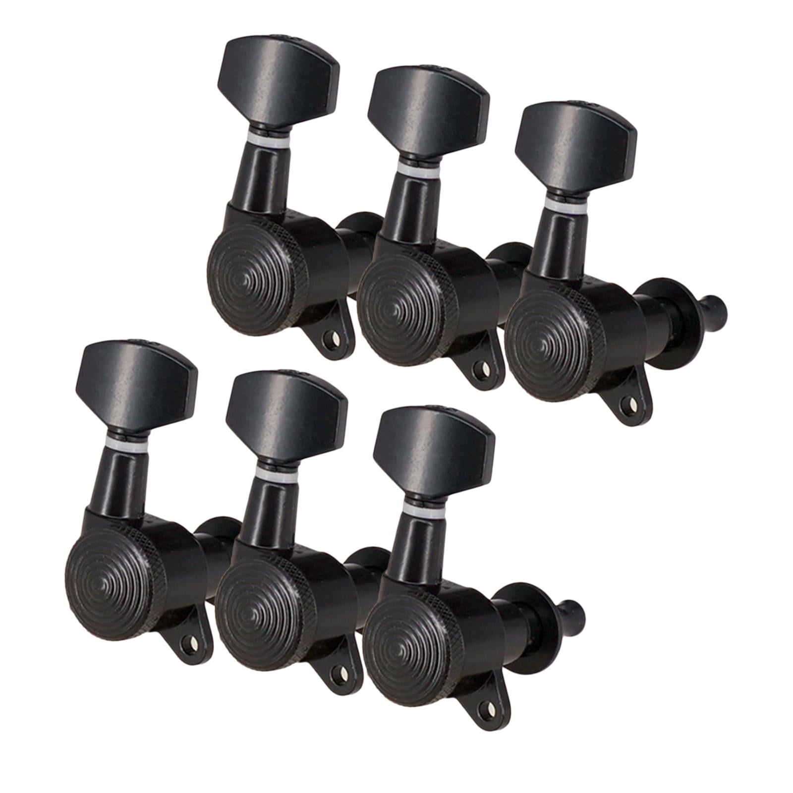 6Pcs Guitar Locking (6 Right Hand) - Lock String Tuning Key Pegs Machine Heads Set Acoustic Guitars - Black