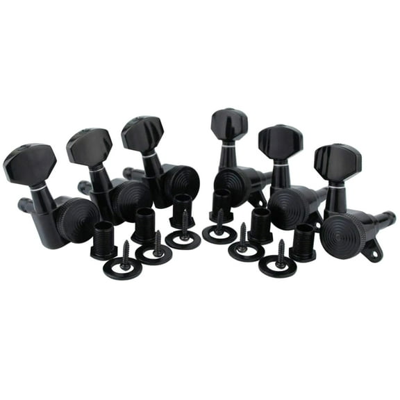 6Pcs Guitar Locking Tuners (3L + 3R Handed), 1:18 Ratio Lock String Tuning for Key Pegs Machine Heads with Hexagonal Han