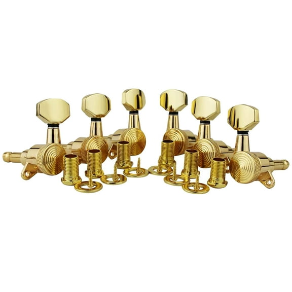 6Pcs Guitar Locking Tuners (3L + 3R Handed), 1:18 Ratio Lock String Tuning for Key Pegs Machine Heads with Hexagonal Han