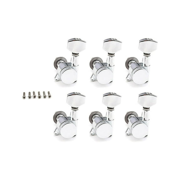 6Pcs Guitar Machine Heads Bushings Set with Screws Right Left Inline-Locking Tuners 1:15 Ratio Guitar Tuning Keys Pegs