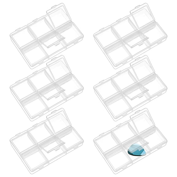 6Pcs Guitar Pick Holder 6 Grid Guitar Pick Storage Box Plastic Guitars Picks Case Lid Organizer 60 Capacity Guitars Picks Display Case DIY