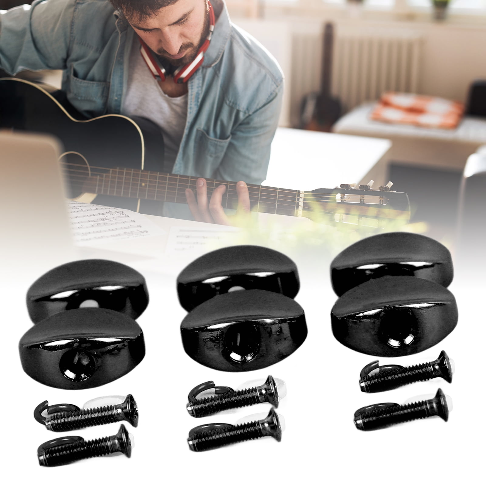 6Pcs Guitar Tuning Peg Buttons Metal Tuner Buttons Acoustic Electric
