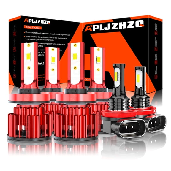 6Pcs H11 H8 H9 H16 LED Headlights High Low Beam Fog Light Combo Conversion Kit Ultra Brightness Vision Upgrade