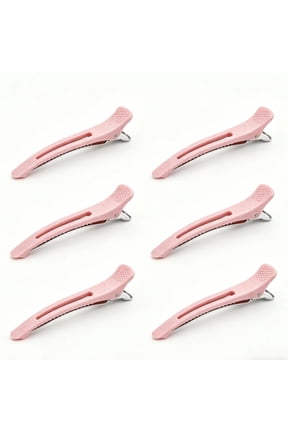 6 Pcs Pink No-Trace Hair Sectioning Clips, Non-Slip Salon Styling Clips