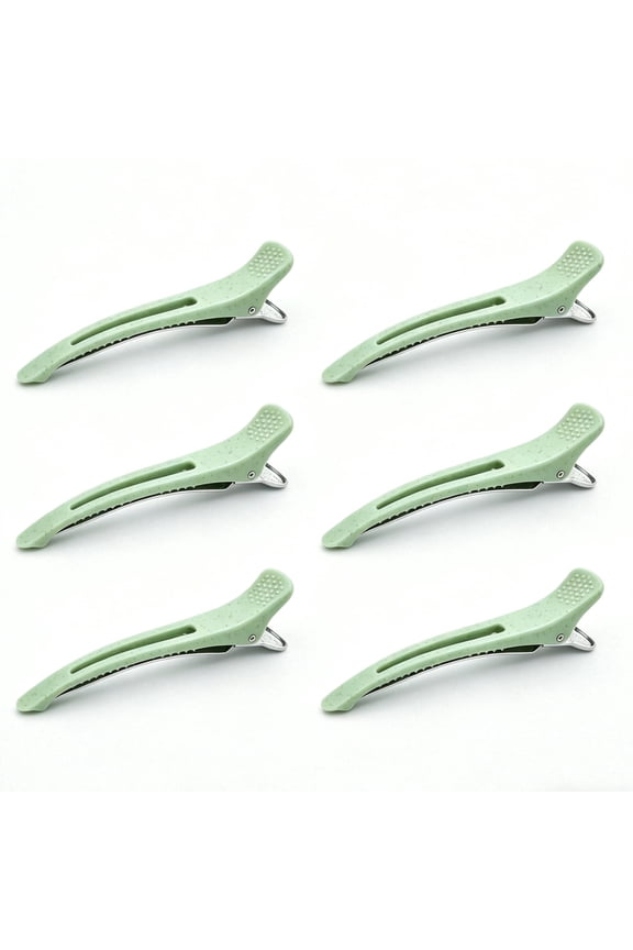6Pcs No-Trace Hair Setting Clips Sectioning Clips, Professional Salon Styling Clips with Non-Slip Silicone & Strong Spring, Hair Cutting Coloring Clips for Women & Girls