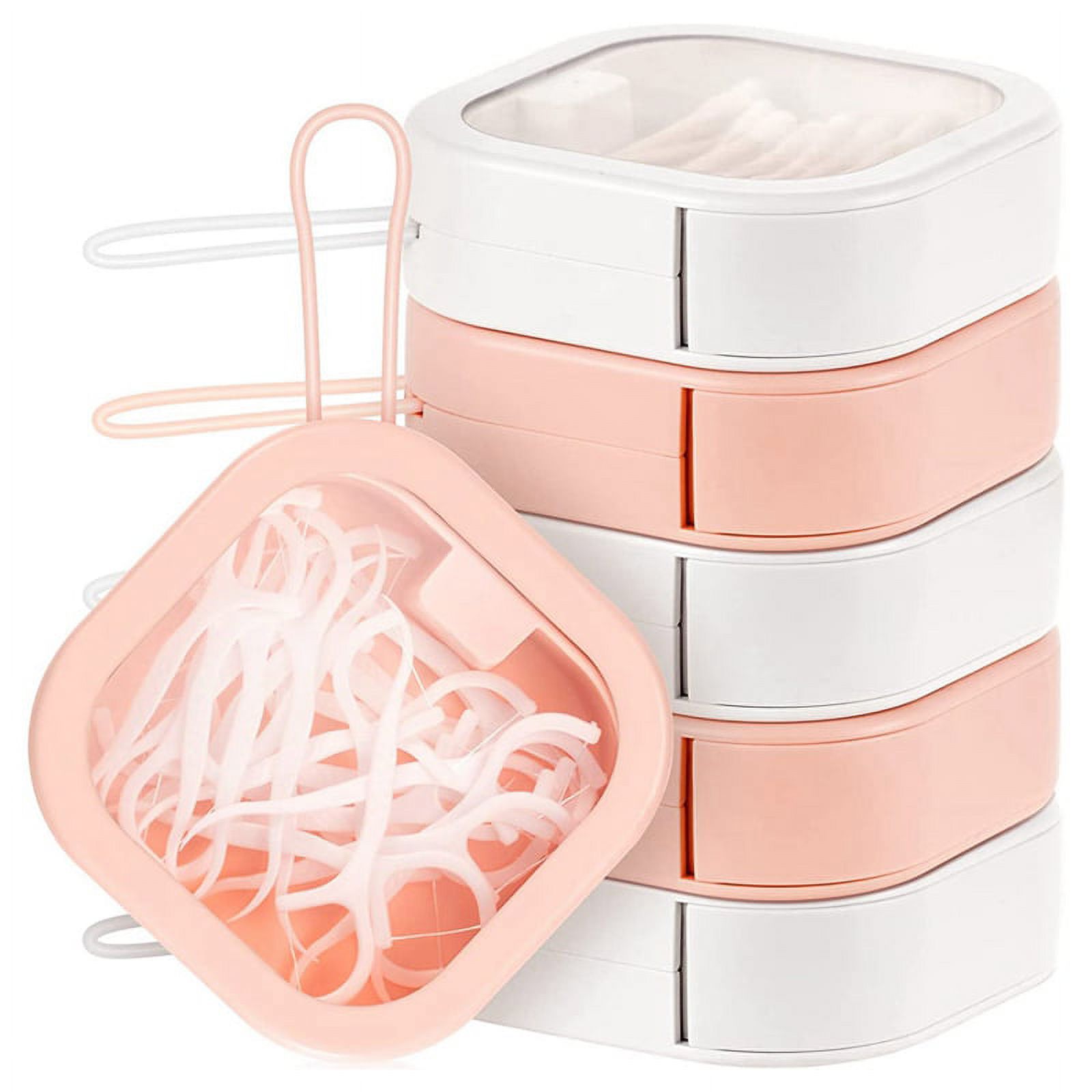 MKOSAB 6-Pack Q-tip Holders – Wall-Mounted Bathroom Organizer, No Drill Needed, Pink - View #7