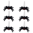 thumbnail image 1 of 6Pcs Halloween Spiders Realistic Flocking Big Hairy Spider Ornaments, Scary Trick Props with Hanging Strings for Indoor Outdoor Haunted House Party Decor 2.8x2.4 Inch Black, 1 of 4