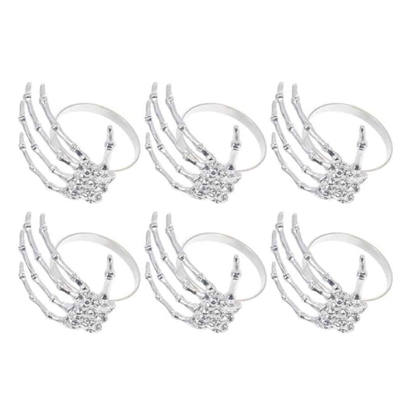 6Pcs Halloween Napkin Rings Decoration Alloy Claw Buckle Ring for Halloween Parties Table,6Pcs Halloween Napkin Rings Decoration,Silver