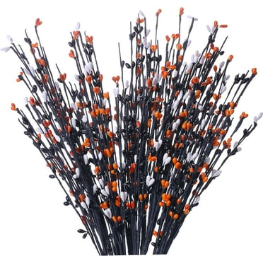 6Pcs Halloween Picks, Halloween Stems with Black Berries Halloween Berry Spray Halloween Decorations for Home