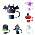 thumbnail image 1 of 6Pcs Halloween Silicone Straw Cover Cap, Cute 3D Topper for Tumblers & Water Bottles, Reusable Dust-Proof Straw Tips with Handle Design, Fun Cup Accessory for Holiday Parties & Daily Drinks, 1 of 8