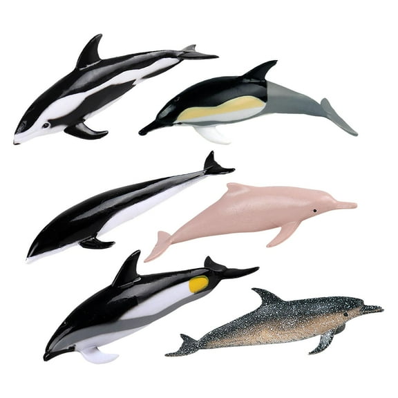 6Pcs Hand Painted Mini Dolphin Figurines Model Birthday Gift Miniature Animal Toys Party Favor Realistic Detailed Action Figures for Kids