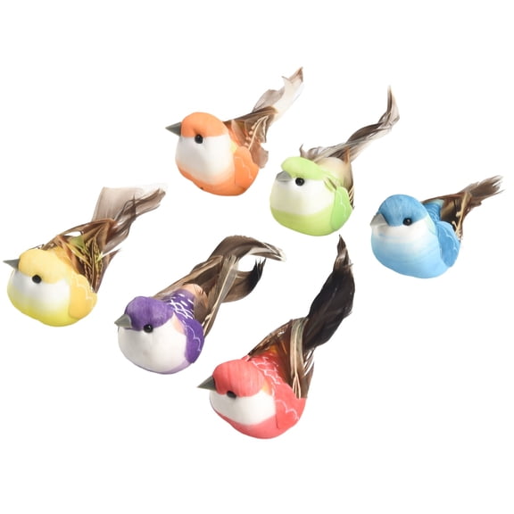 6Pcs Handmade Simulation Feather Bird Artificial Fake Foam Animal Models Diy Wedding Home Garden Ornament Decoration