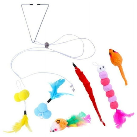 6Pcs Hanging Door Bouncing Mouse Cat Toy for Indoor, Door Frame Cat Interactive Toys