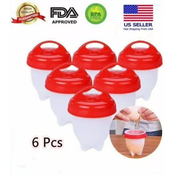 6Pcs Hard Boiled Silicone Egg Cooker Non Stick Without The Shell As Seen On Tv