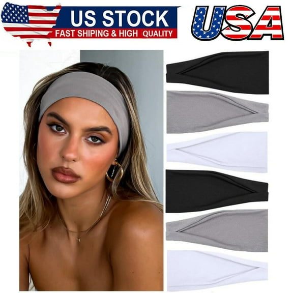 6Pcs Headbands for Women, 4 inches Wide, Non Slip Women's Hair Bands, Stretchy