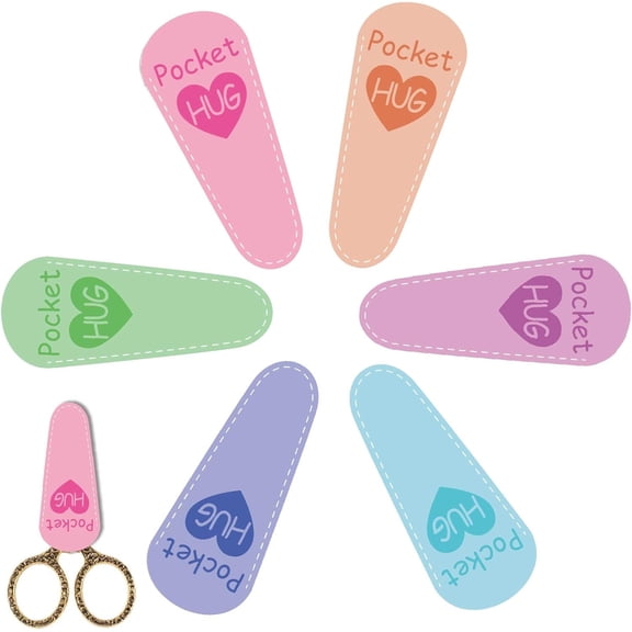 6Pcs Heart Pocket Hug Scissor Sheaths Scissors Protection Covers PU Leather Scissor Tip Covers Sewing Sheath Portable Collect Bags