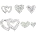 thumbnail image 1 of 6Pcs Heart Shape Rhinestone Patches Silver Heart Rhinestone Appliques Shinny Heart Shape Crystals Appliques, 1 of 9