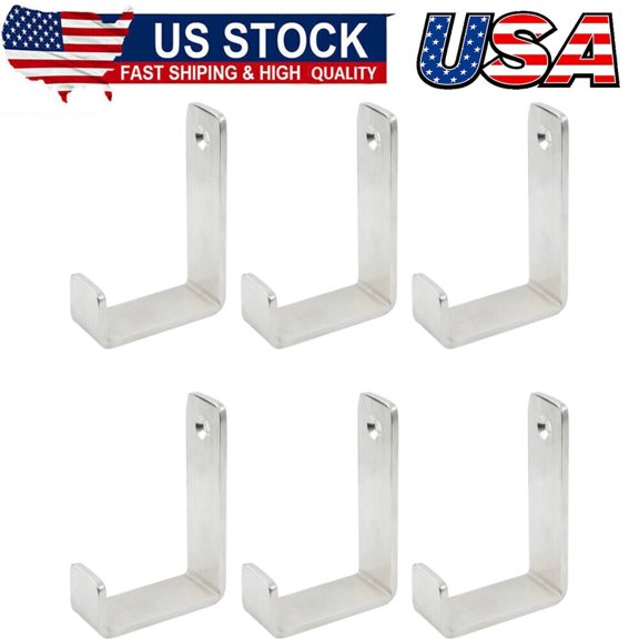 6Pcs Heavy Duty Steel Essential Style Wall Hooks for Indoors&Outdoors Brushed