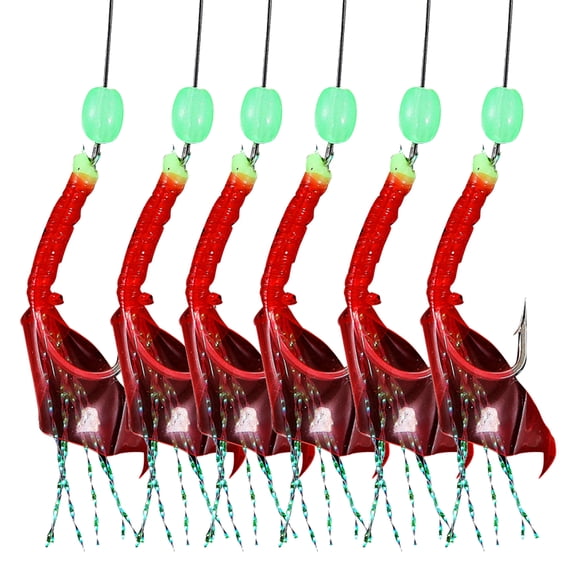 6Pcs High Hardness Fishing Hook Luminous Corrosion-resistant Long Service Life String Fishhook Angling Accessories