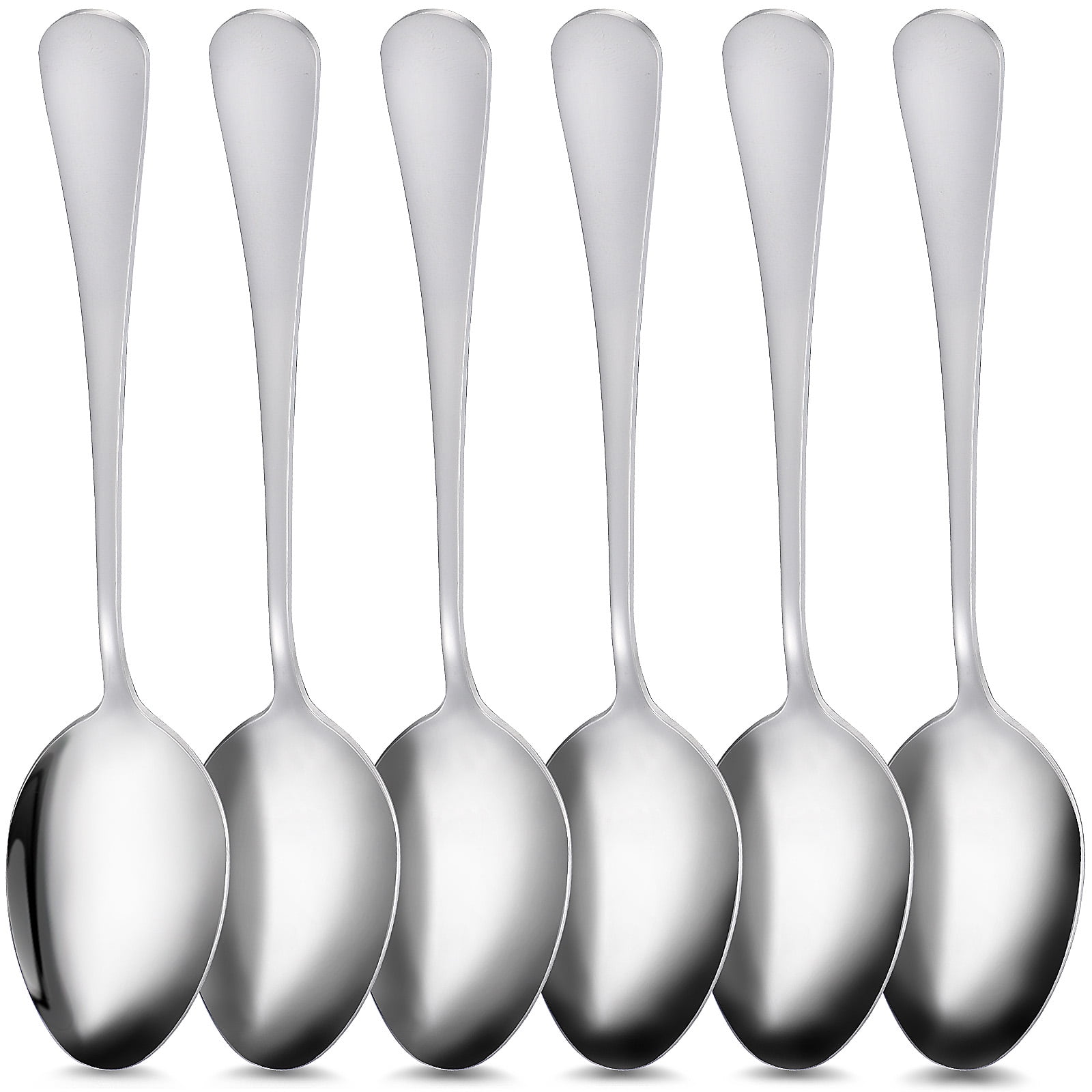 6Pcs Household Serving Spoons Stainless Steel Food Spoons Dinner Cake