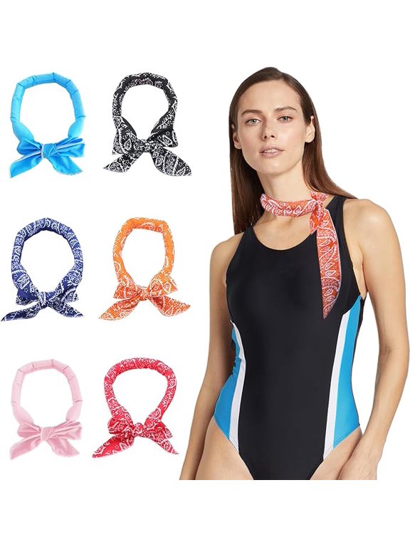 6Pcs Ice Cooling Wrap Scarf Cooling Bandana for Neck, Cooling Scarves for Men and Women Outdoor Activities (Suitable for people and pets)