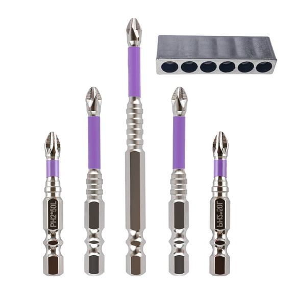 6Pcs Impact-Ready Screwdriver Bits with Shank, Antislip Drill Attachments for Head Fastening