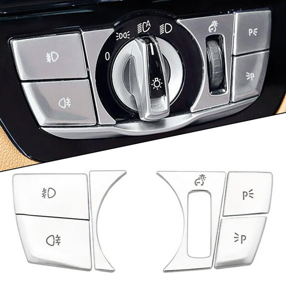 6Pcs Inner Headlight Switch Button Trim Cover For BMW 5 Series G30 G31 2018-2022