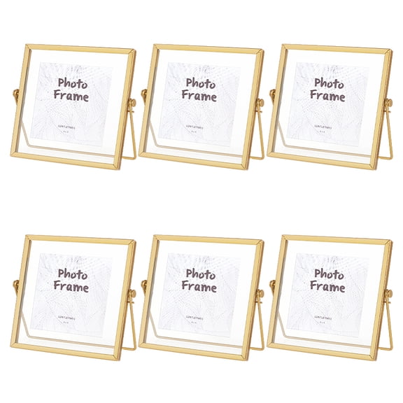 6Pcs Iron Glass Round Photo Frame for Home Office Desk Stand Square 150x150x11.5mm diy