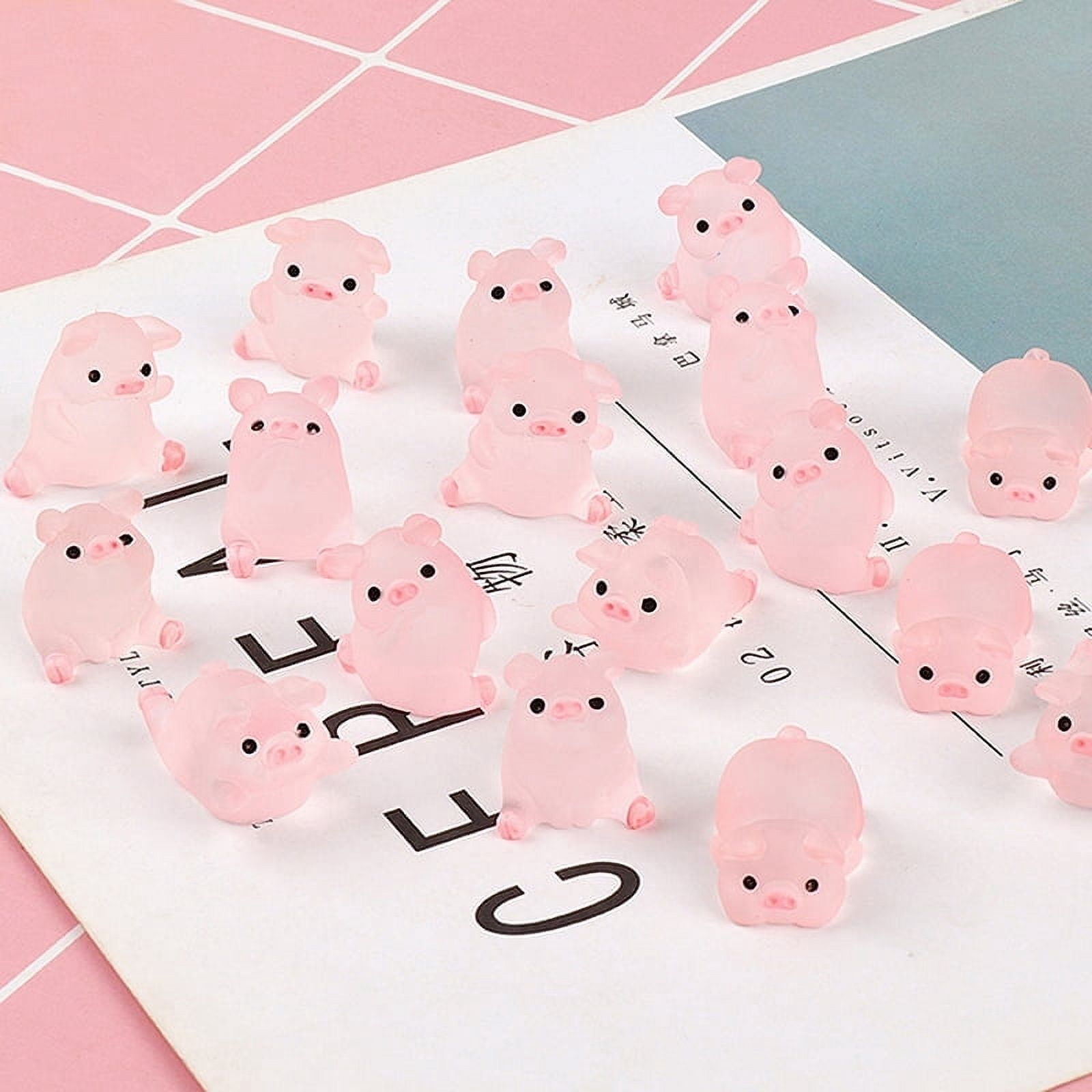 6Pcs Kawaii Mini Resin Cartoon Pig Miniatures Terrarium Figurines DIY ...