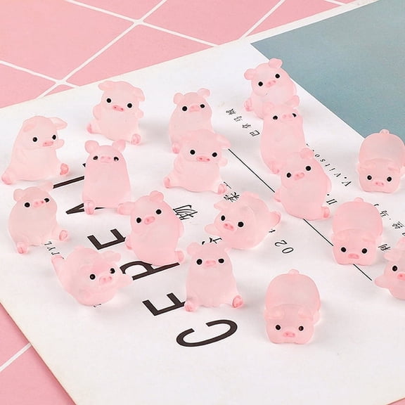 6Pcs Kawaii Mini Resin Cartoon Pig Miniatures Terrarium Figurines DIY Handmade