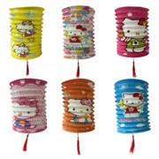 6Pcs Kawaii Sanrio Hello Kitty Festival Lantern Paper Miniso Girl Cartoon Portable Folding Glowing Halloween Lantern Xmas Gifts