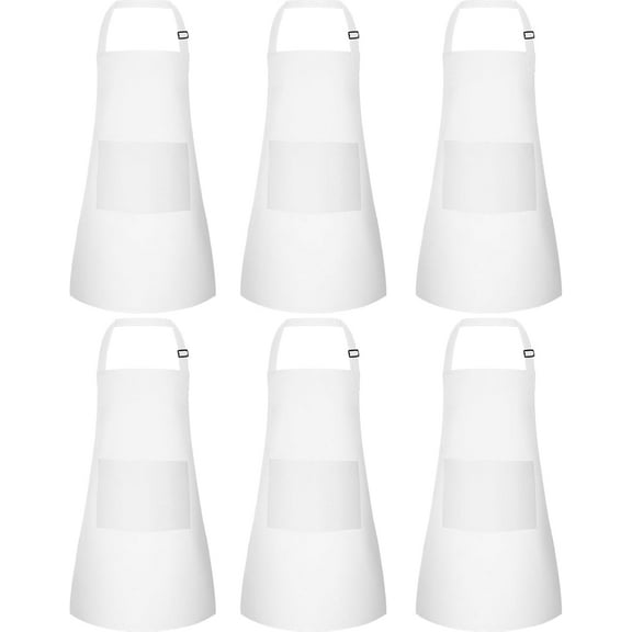 6Pcs Kids Apron bulk with 2 Pockets Adjustable Chef Art Apron Kids Painting Aprons for Cooking Baking Painting Crafting Grilling Activity