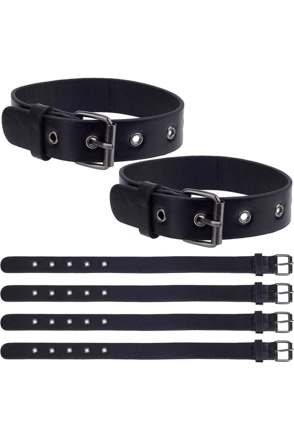 6Pcs Kilt Extender Buckle Straps 16x1 Inch Imitation Leather Cuff Belt Buckles Fastener Adjustable Black Stirrup Luggage Strap Suitcase Belts DIY