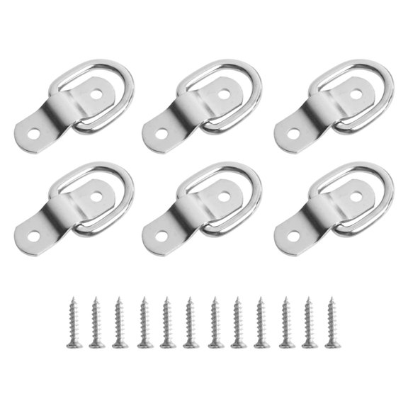 6Pcs/Kit D-Ring Tie Downs Anchors Lashing Rings With Screws Fits For Truck Boat Cars New Replacement Automobiles Parts White Fangkenuo