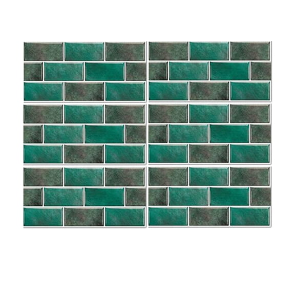 6Pcs Kitchen Backsplash Wallpaper Peel and Stick Tile DIY Decor Bathroom Decals Waterproof Vinyl Mosaic Tiles Green Gray 11.8"x5.9"