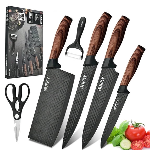 6-Piece Stainless Steel Chef Knife Set, Rustproof Sharp Kitchen Knife for Cooking Restauran
