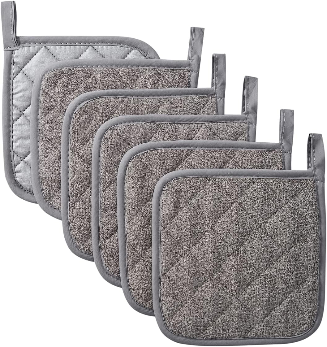 6Pcs Kitchen Pot Holders Set Heat Resistant Pure Cotton Potholders Kit Large Coasters Hot Pads Terry Pot Holders for Everyday Cooking and Baking by 7 x 7 Inch - Walmart.com