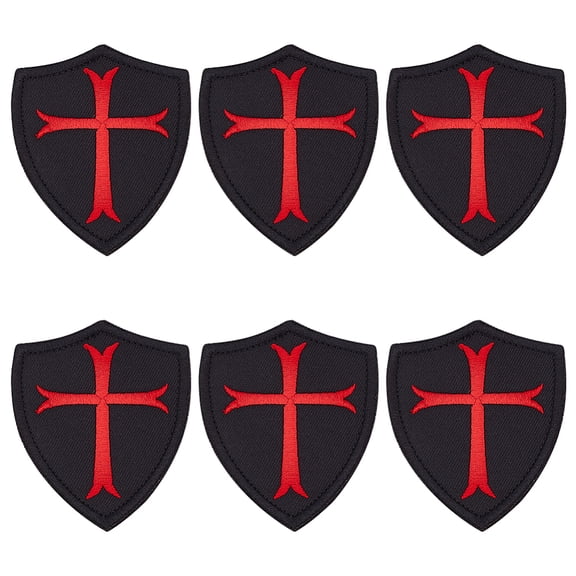 6Pcs Knights Templar Patches Christian Patches Embroidered Patch Hook and Loop Patches for Caps Bags Backpacks Clothes Vest