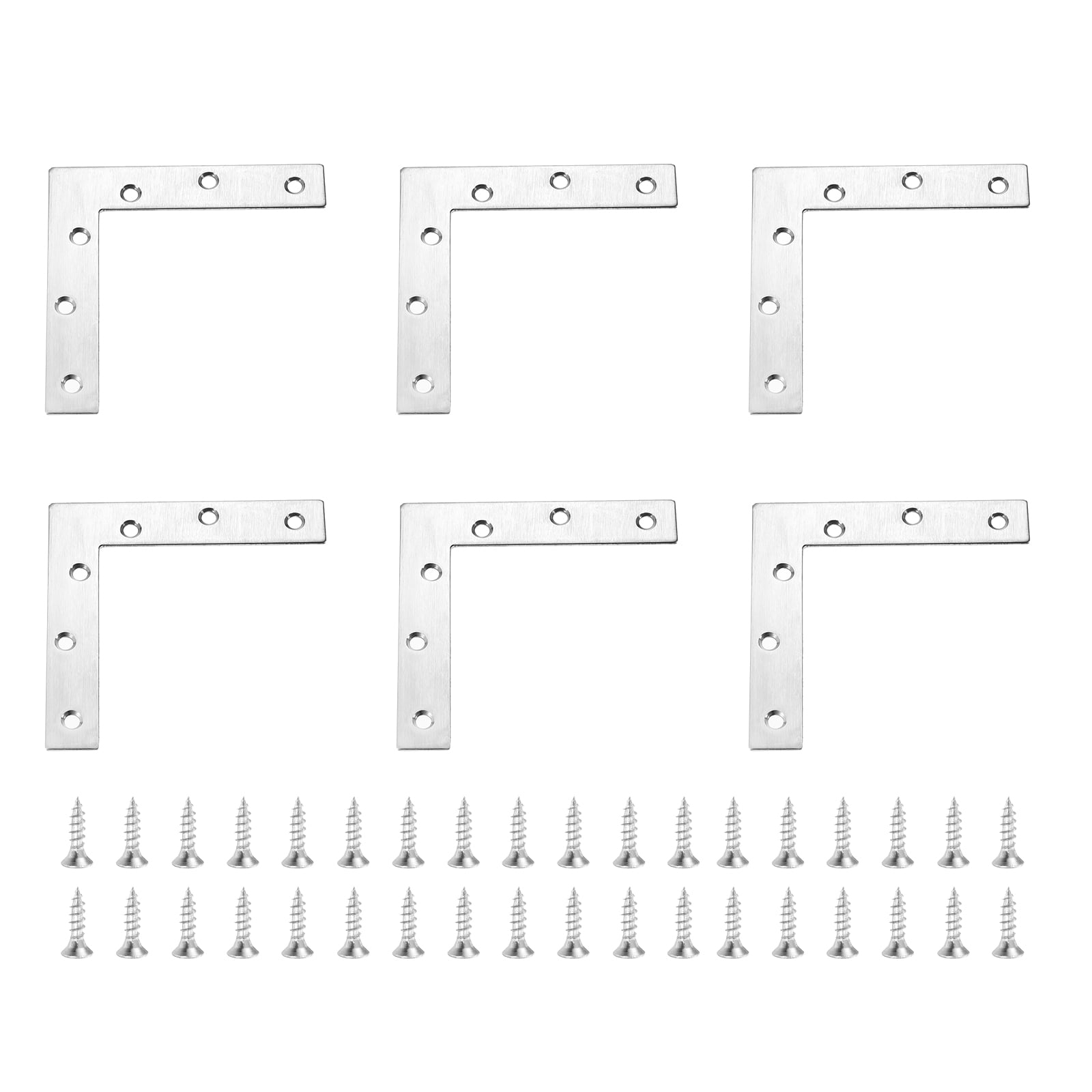 6Pcs L-Shaped Brackets Corner Brace, 4.72"x4.72" Corner Bracket Shelf Bracket Right Angle Brackets for Wood Shelves Furniture (120x120mm, Silver)