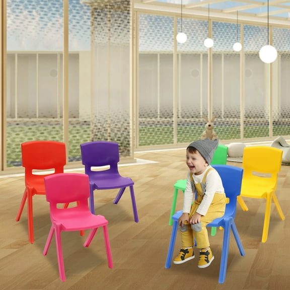 6Pcs L-Shaped Stackable School Chairs, Kids Plastic Stack Chairs Classroom Chairs Load Capacity of Each Chair 220.5lbs 14.17*12.6*21.65in for Classrooms, Children'S Bedrooms, Homes