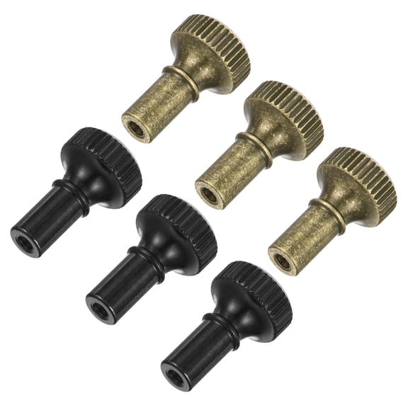 6Pcs Lamp Turn Knob On/Off Brass Light Switch Knob Lamp Knob Lamp Switch Extension 19mm Length for Lamp Socket, Bronze, Black