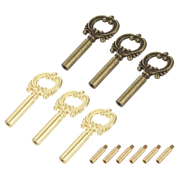 6Pcs Lamp Turn Knob On/Off Extension 51.5mm Length for Lamp Socket, Gold,Bronze