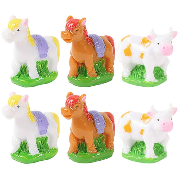 VERDANVERSE Mini Resin Farm Animal Figurines 6Pcs 1.1x1.1x0.8in