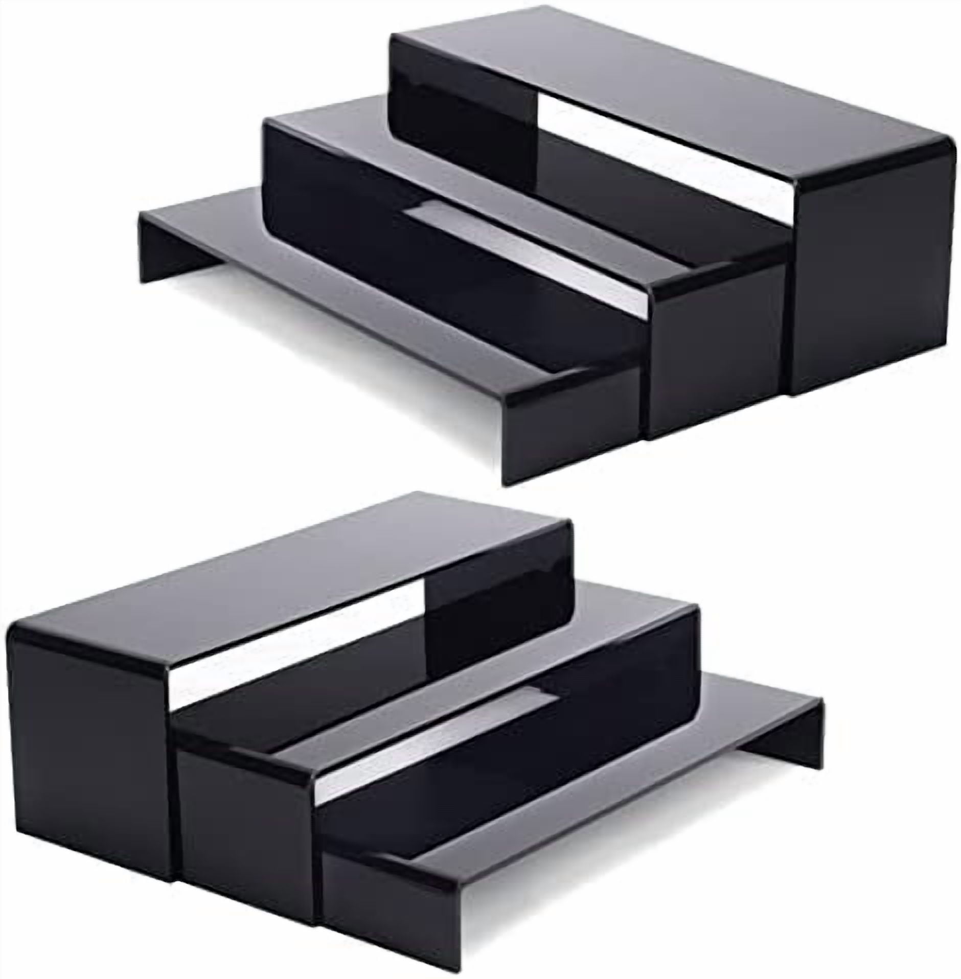 6Pcs Large Acrylic Risers, 2 Set(11.2”L~11.6”L~12”L) Black Rectangular ...