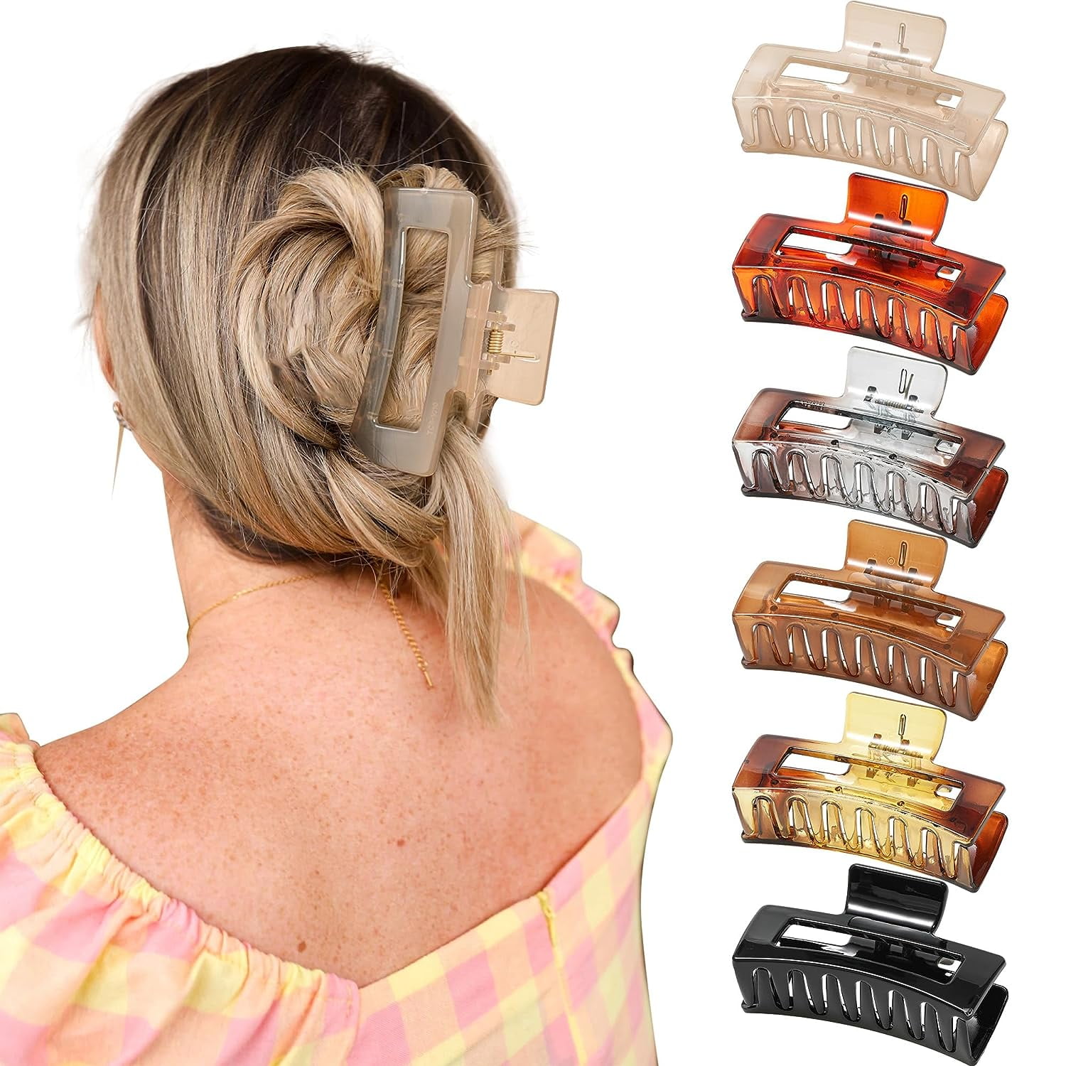 Large Acrylic Hair Claw Clips Set Non-slip Hold for Thick Thin Hair Stylish Marrie Large Hair Claw Clips for Thick Hair Nonslip Strong  main image 4